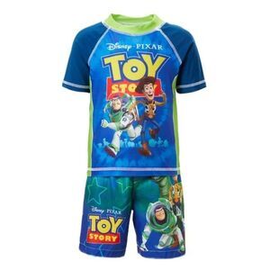 Toy Story Toddler Boy's 4T Rashguard 2-piece Swim Tee + Swim Shorts Blue NWT